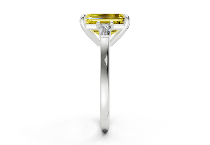 Isla Yellow Diamond Three Stone Emerald Cut 1.8mm Engagement Ring