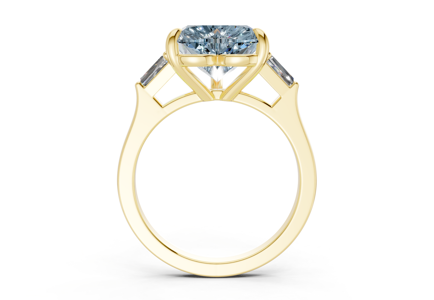Isla Blue Diamond Three Stone Heart Cut 1.8mm Engagement Ring