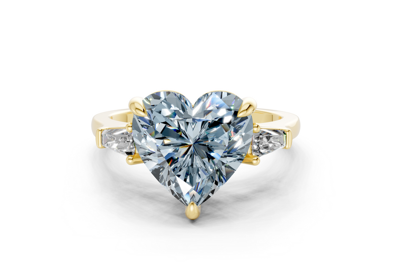 Isla Blue Diamond Three Stone Heart Cut 1.8mm Engagement Ring