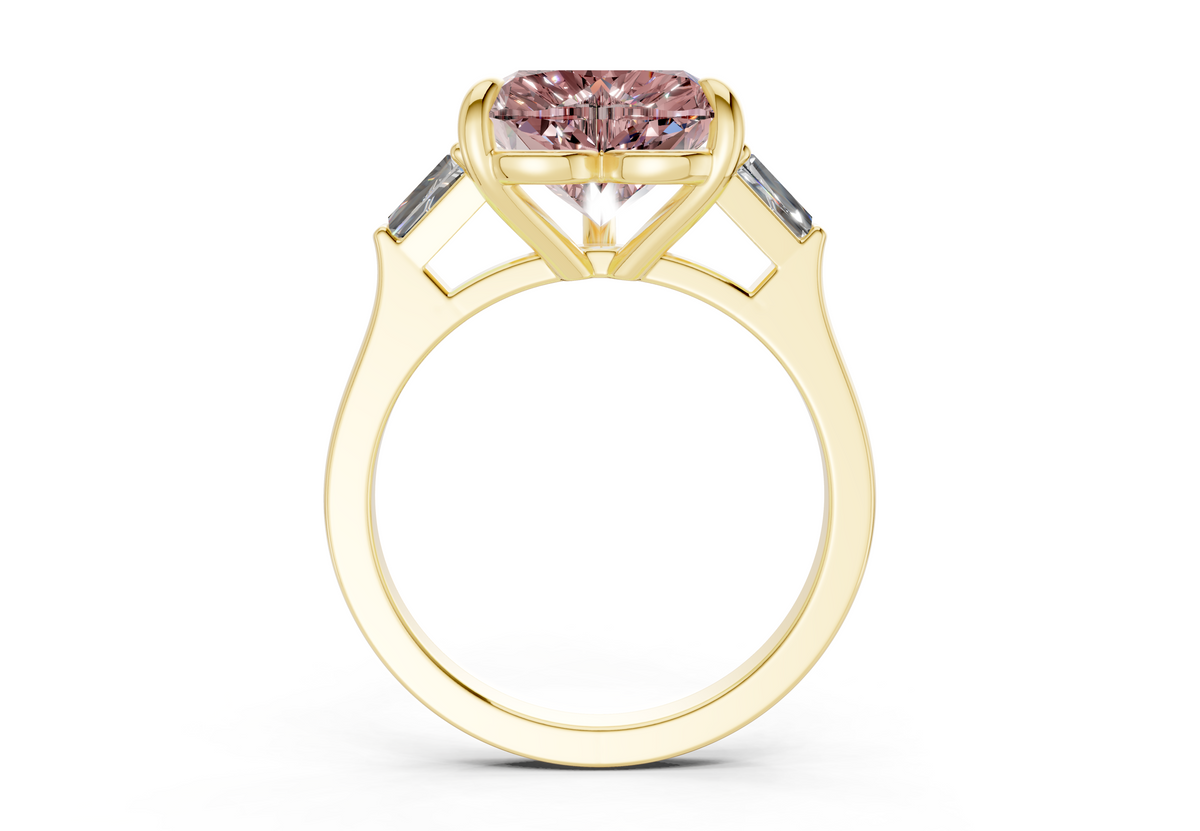 Isla Pink Diamond Three Stone Heart Cut 1.8mm Engagement Ring