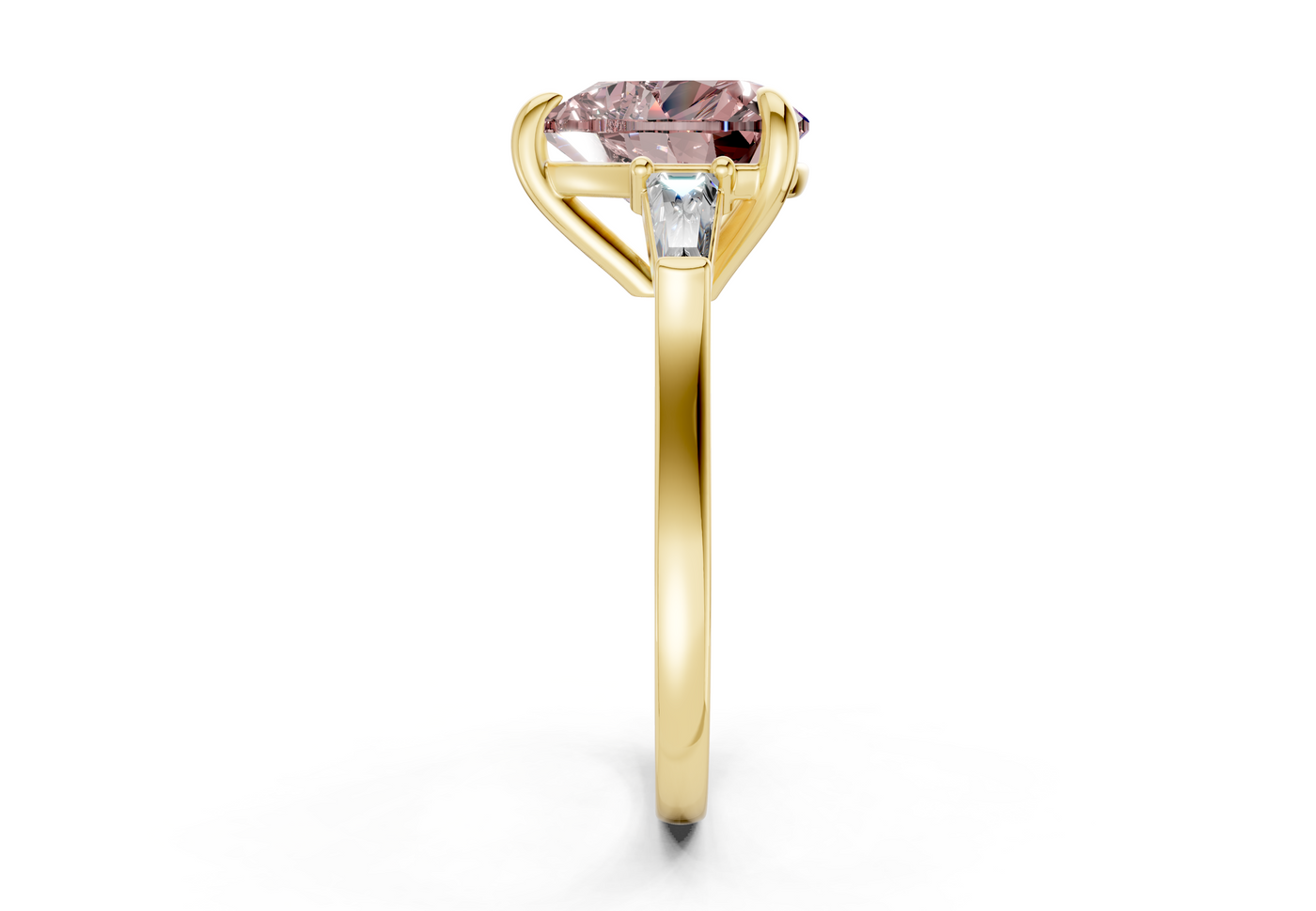 Isla Pink Diamond Three Stone Heart Cut 1.8mm Engagement Ring