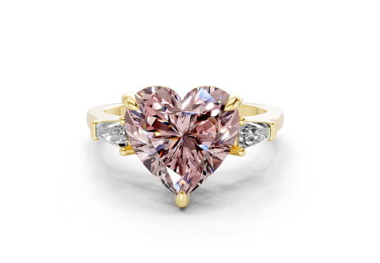 Isla Pink Diamond Three Stone Heart Cut 1.8mm Engagement Ring