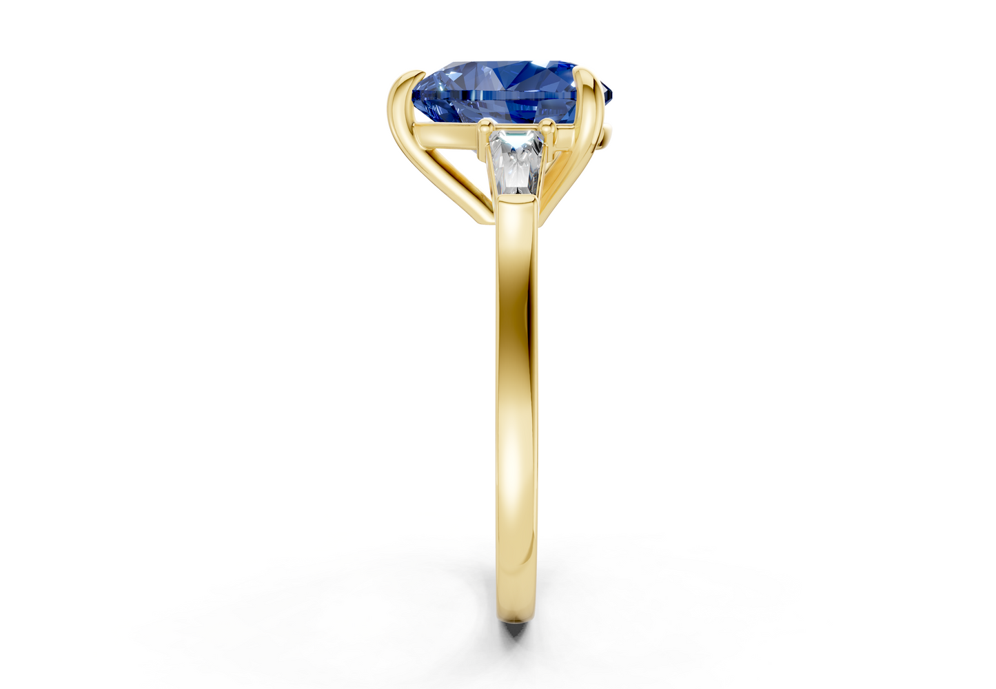 Isla Sapphire Gemstone Three Stone Heart Cut 1.8mm Engagement Ring