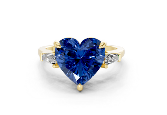 Isla Sapphire Gemstone Three Stone Heart Cut 1.8mm Engagement Ring