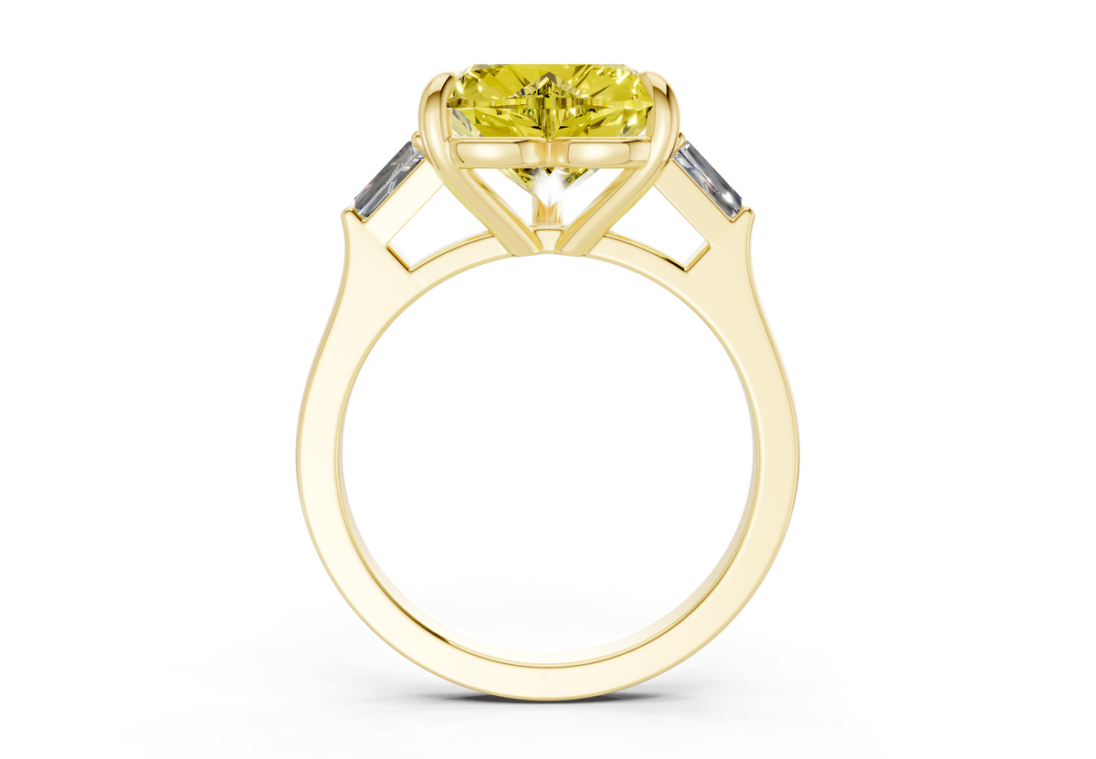 Isla Yellow Diamond Three Stone Heart Cut 1.8mm Engagement Ring