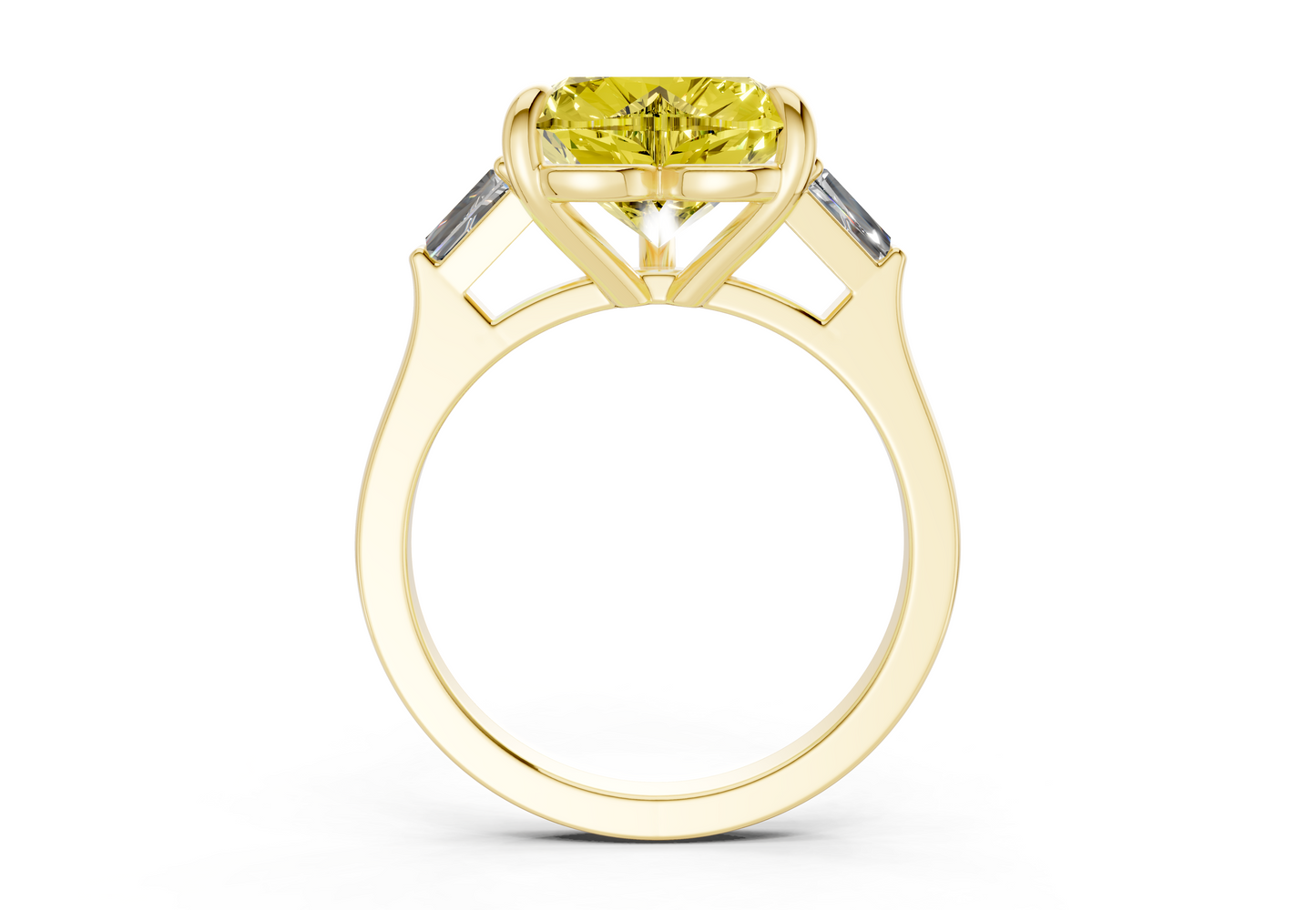 Isla Yellow Diamond Three Stone Heart Cut 1.8mm Engagement Ring