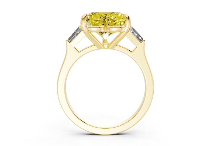 Isla Yellow Diamond Three Stone Heart Cut 1.8mm Engagement Ring