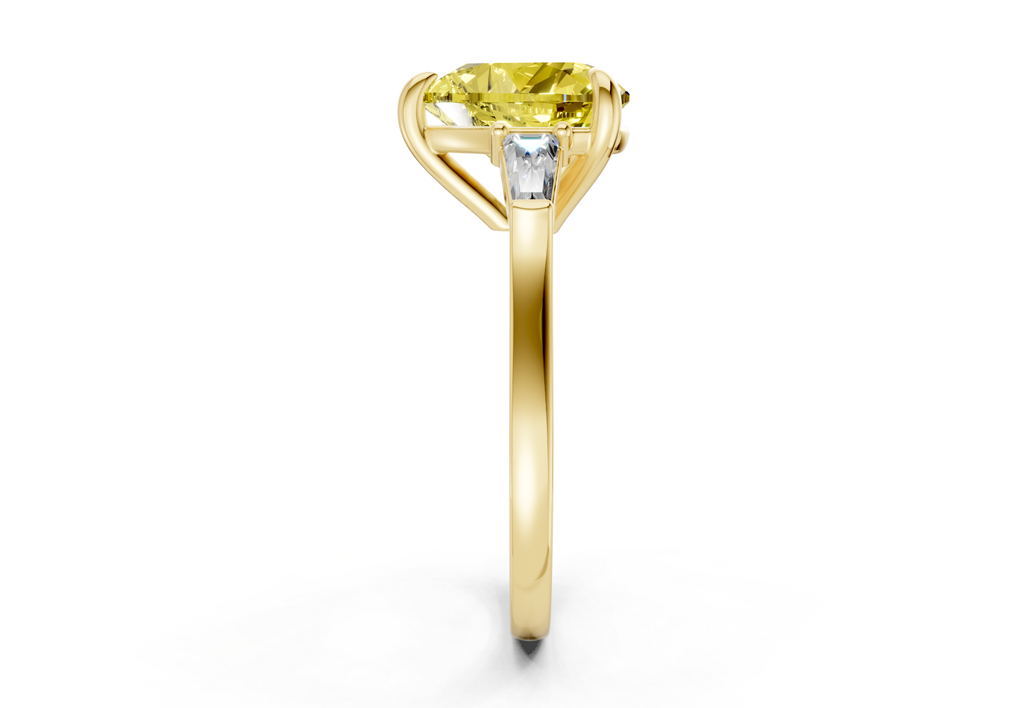 Isla Yellow Diamond Three Stone Heart Cut 1.8mm Engagement Ring