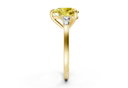 Isla Yellow Diamond Three Stone Heart Cut 1.8mm Engagement Ring