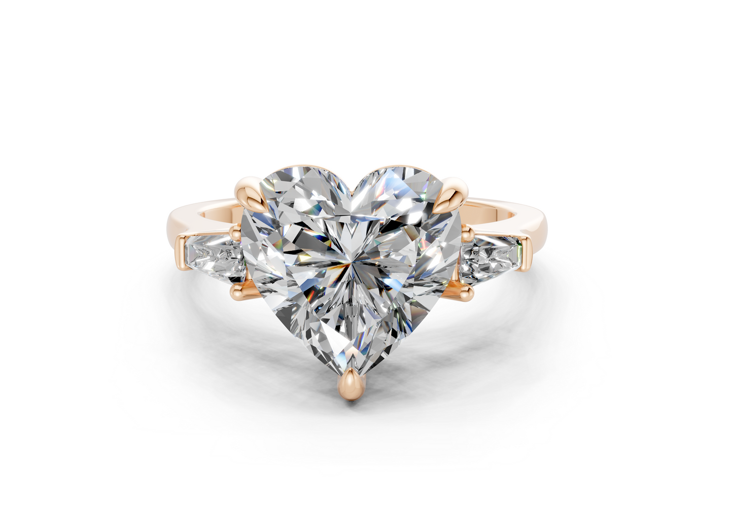 Isla Diamond Three Stone Heart Cut 1.8mm Engagement Ring