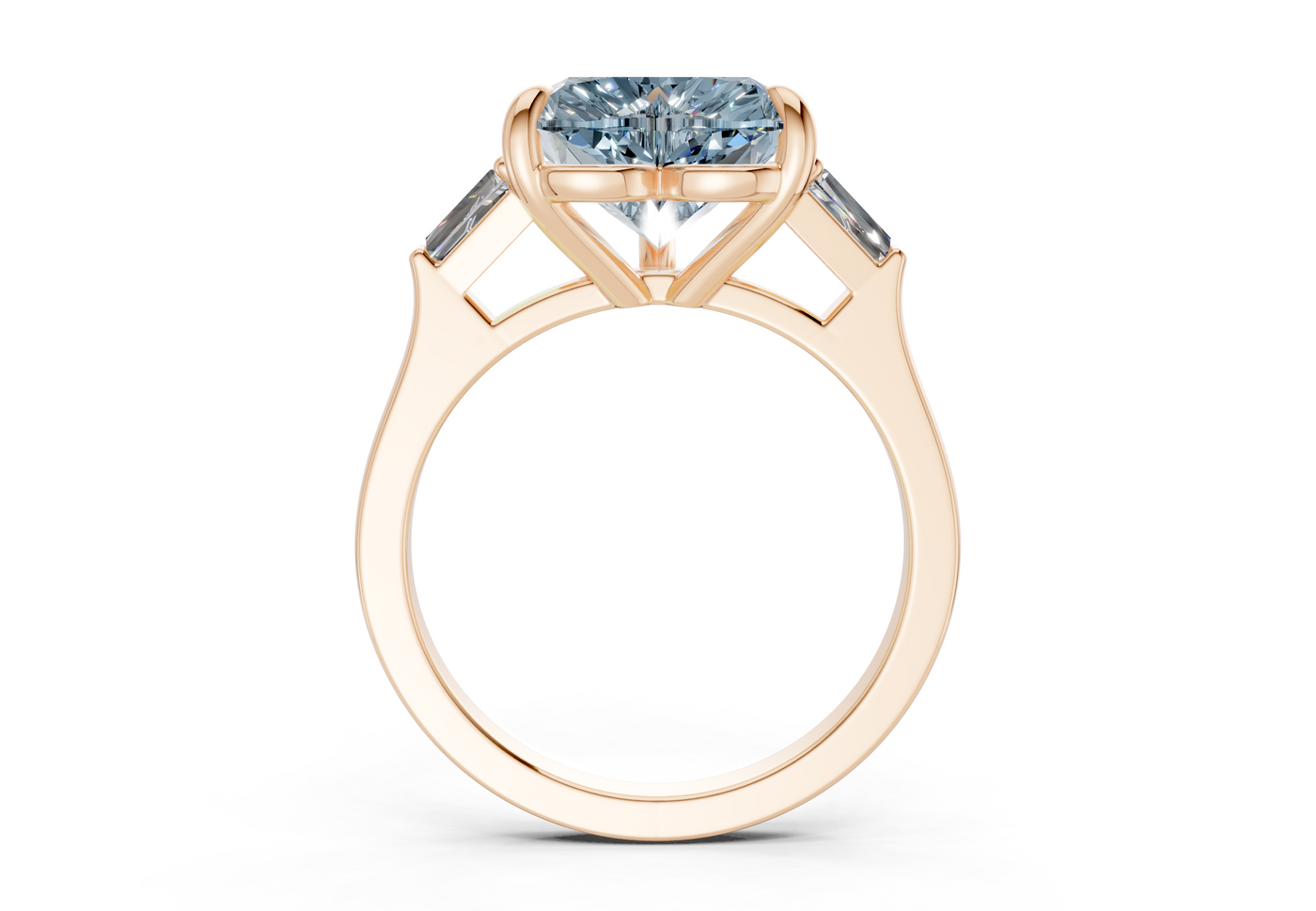 Isla Blue Diamond Three Stone Heart Cut 1.8mm Engagement Ring