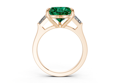 Isla Emerald Gemstone Three Stone Heart Cut 1.8mm Engagement Ring