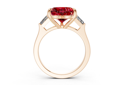 Isla Ruby Gemstone Three Stone Heart Cut 1.8mm Engagement Ring