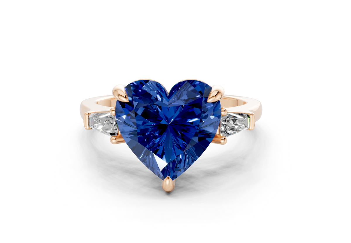 Isla Sapphire Gemstone Three Stone Heart Cut 1.8mm Engagement Ring