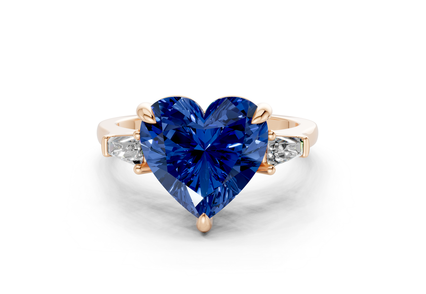 Isla Sapphire Gemstone Three Stone Heart Cut 1.8mm Engagement Ring