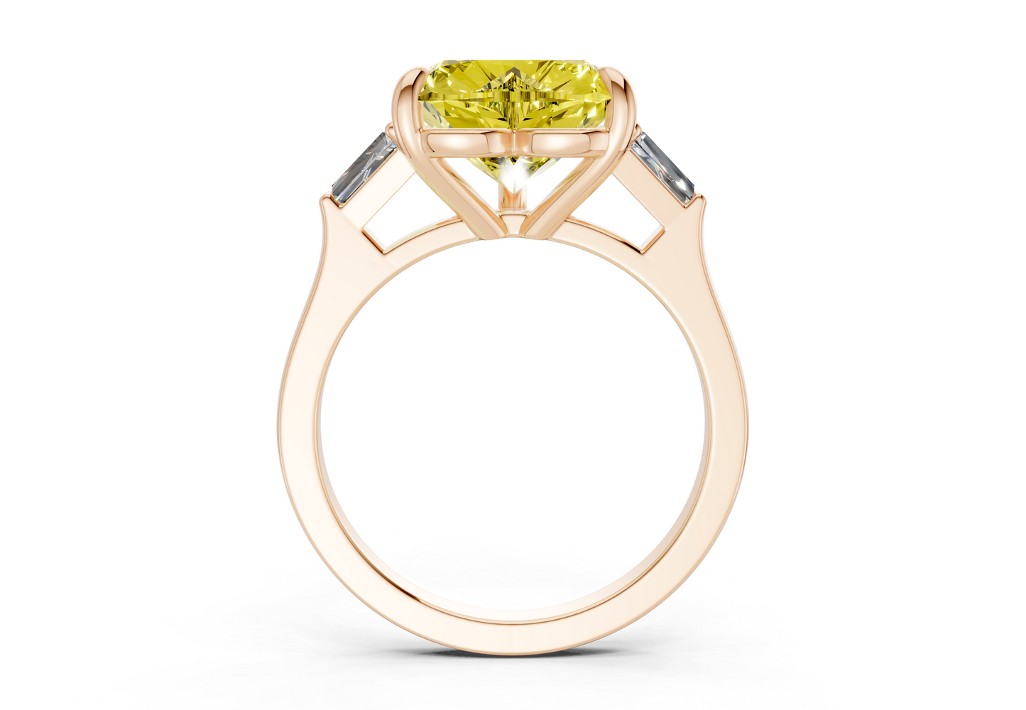 Isla Yellow Diamond Three Stone Heart Cut 1.8mm Engagement Ring