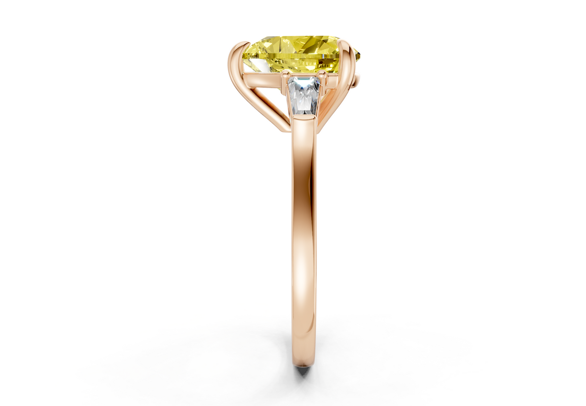 Isla Yellow Diamond Three Stone Heart Cut 1.8mm Engagement Ring