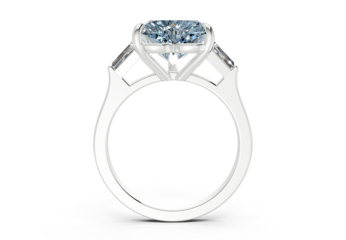 Isla Blue Diamond Three Stone Heart Cut 1.8mm Engagement Ring