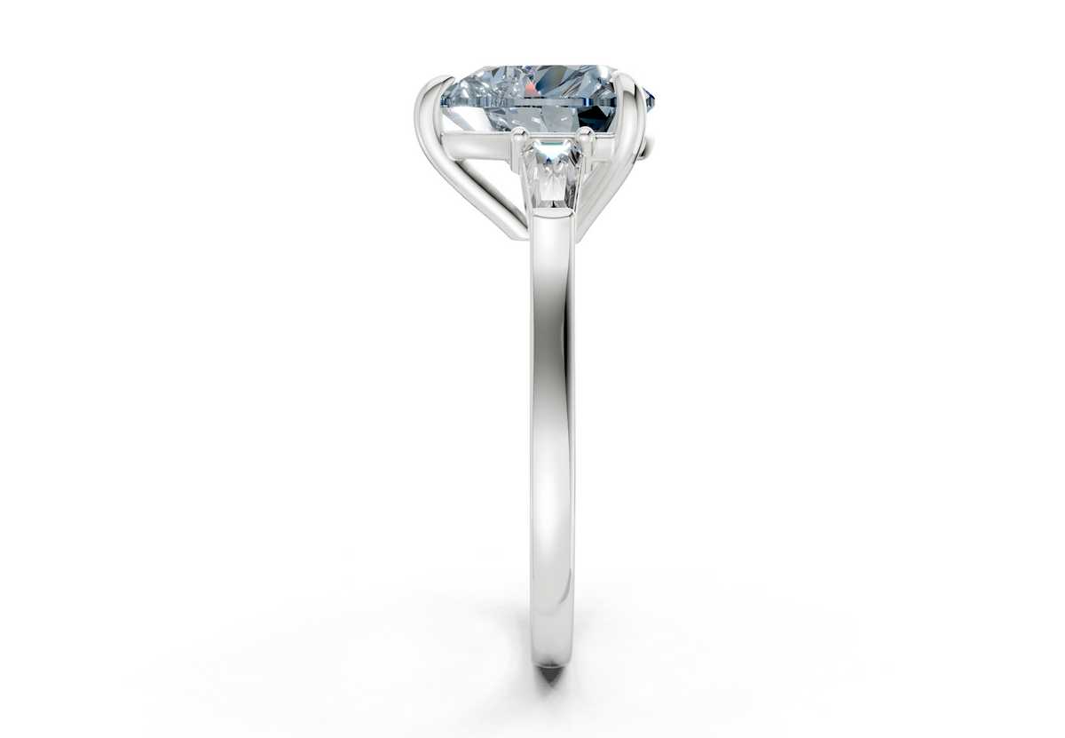 Isla Blue Diamond Three Stone Heart Cut 1.8mm Engagement Ring