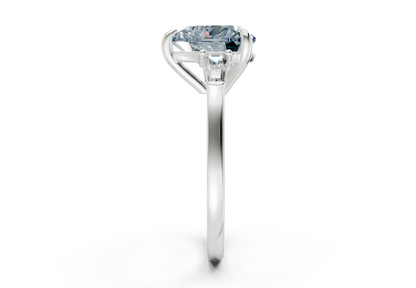 Isla Blue Diamond Three Stone Heart Cut 1.8mm Engagement Ring
