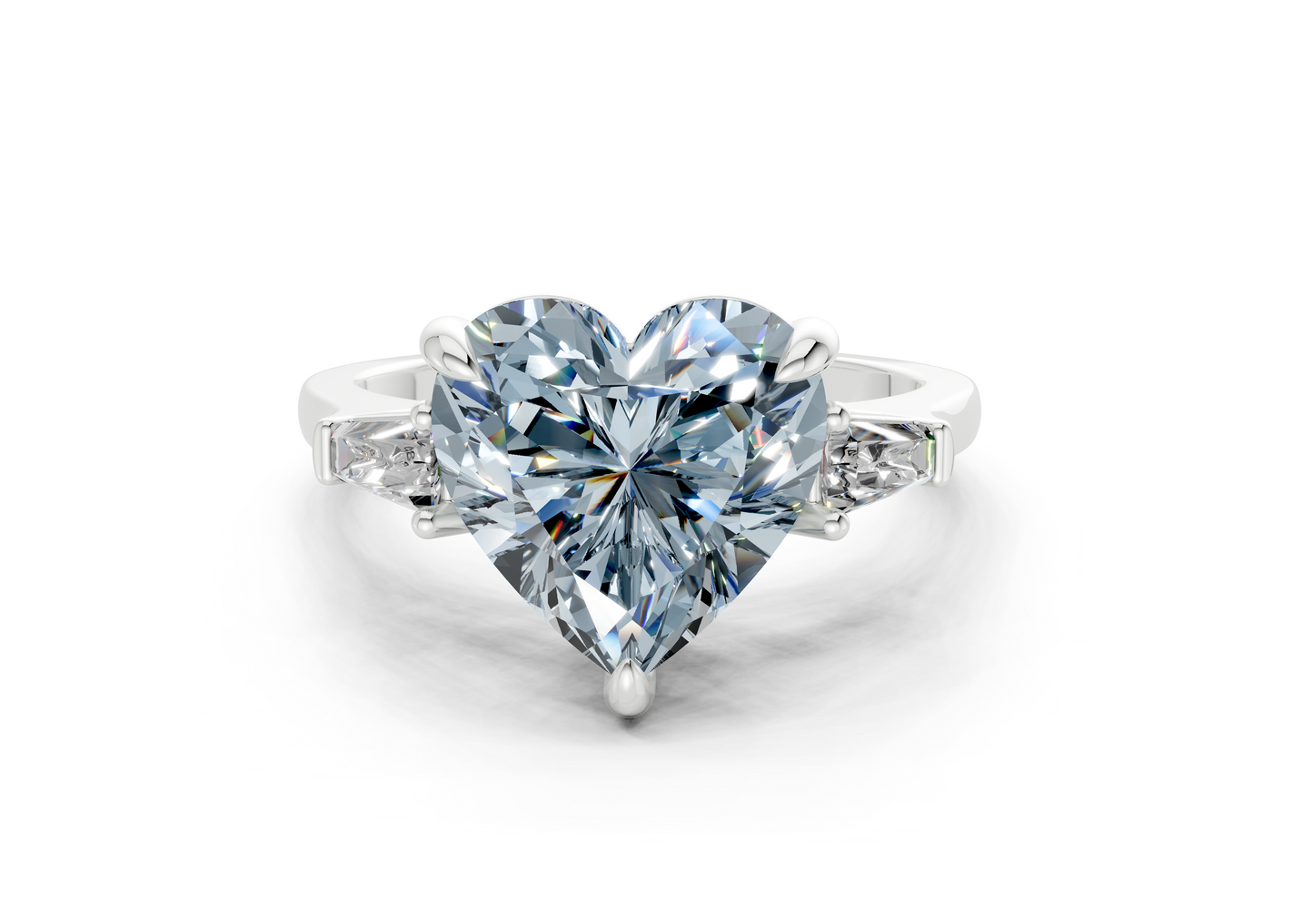 Isla Blue Diamond Three Stone Heart Cut 1.8mm Engagement Ring