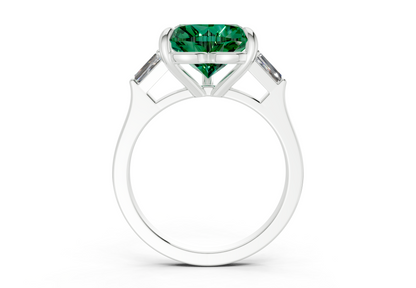 Isla Emerald Gemstone Three Stone Heart Cut 1.8mm Engagement Ring