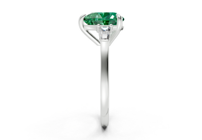 Isla Emerald Gemstone Three Stone Heart Cut 1.8mm Engagement Ring