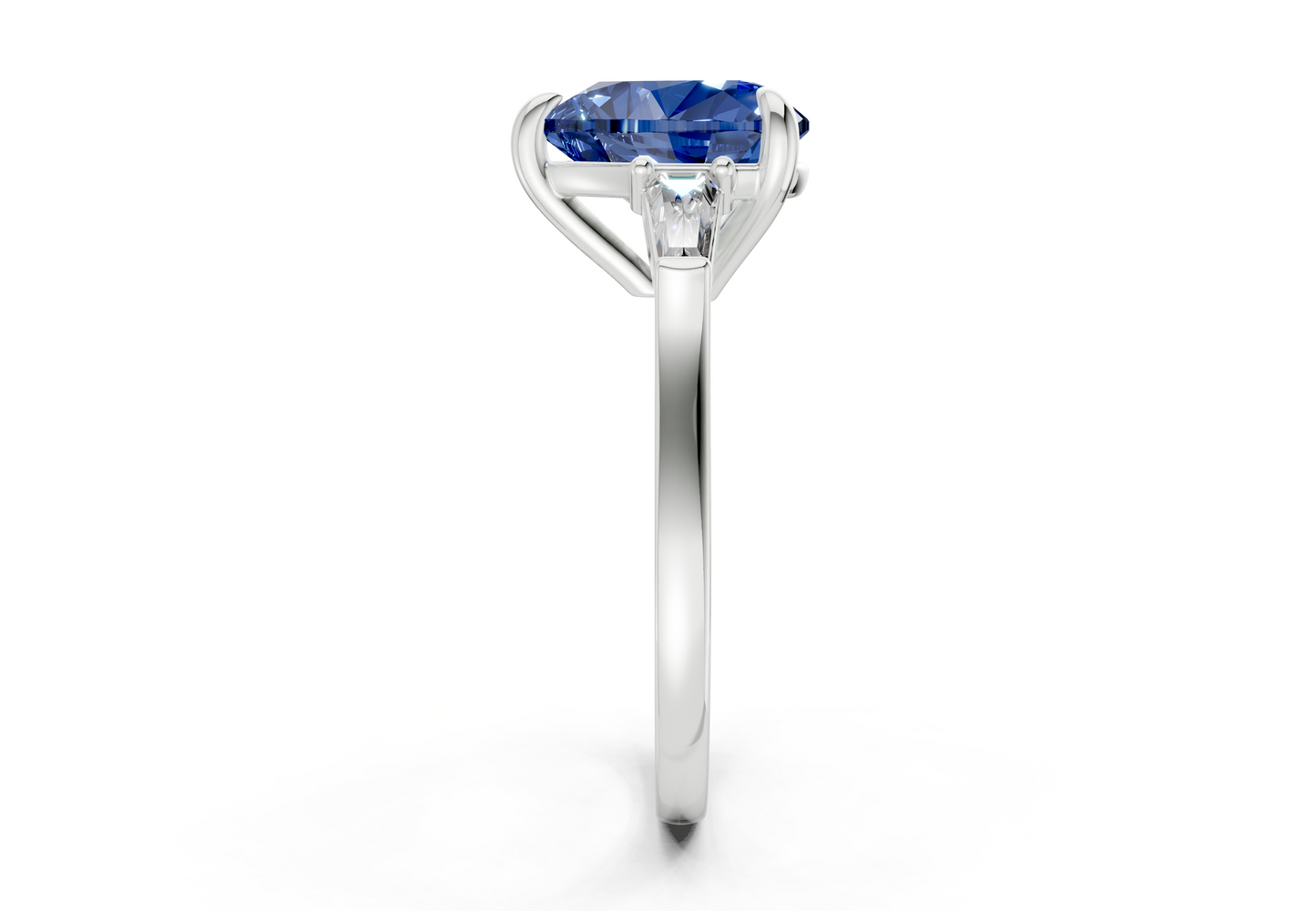 Isla Sapphire Gemstone Three Stone Heart Cut 1.8mm Engagement Ring
