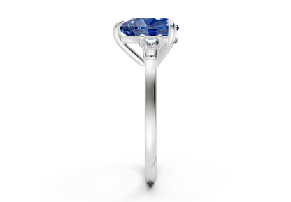 Isla Sapphire Gemstone Three Stone Heart Cut 1.8mm Engagement Ring