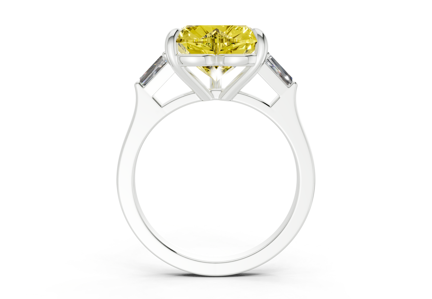 Isla Yellow Diamond Three Stone Heart Cut 1.8mm Engagement Ring