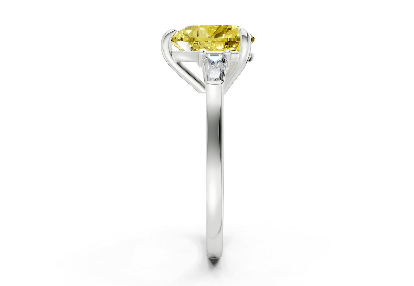 Isla Yellow Diamond Three Stone Heart Cut 1.8mm Engagement Ring