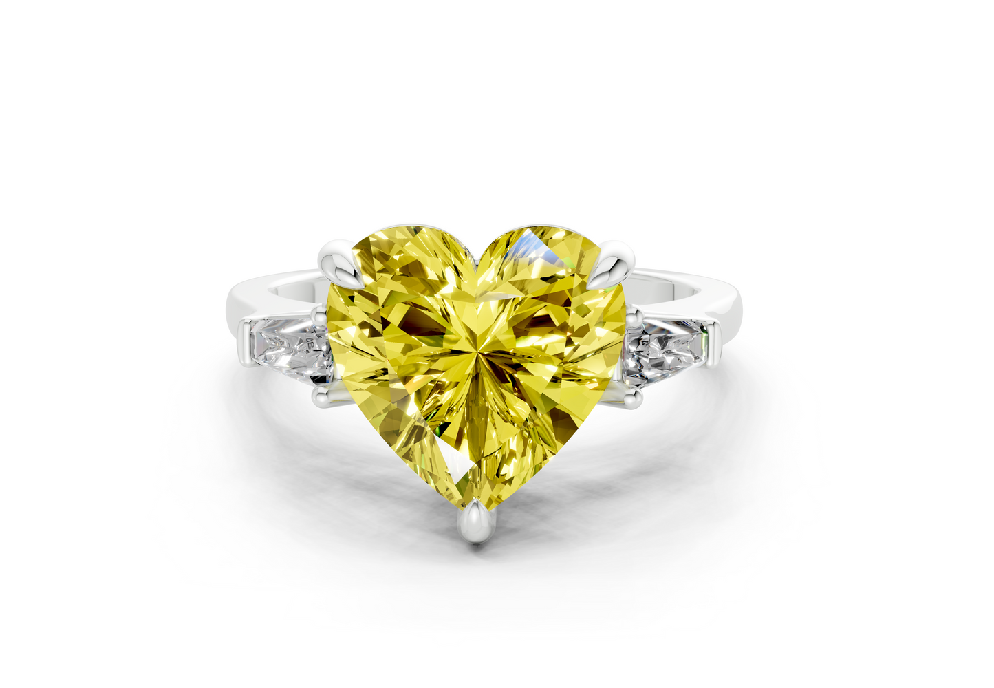 Isla Yellow Diamond Three Stone Heart Cut 1.8mm Engagement Ring