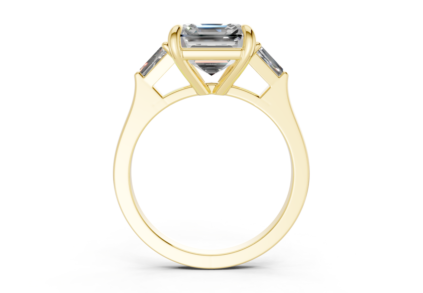 Isla Diamond Three Stone Asscher Cut 1.8mm Engagement Ring