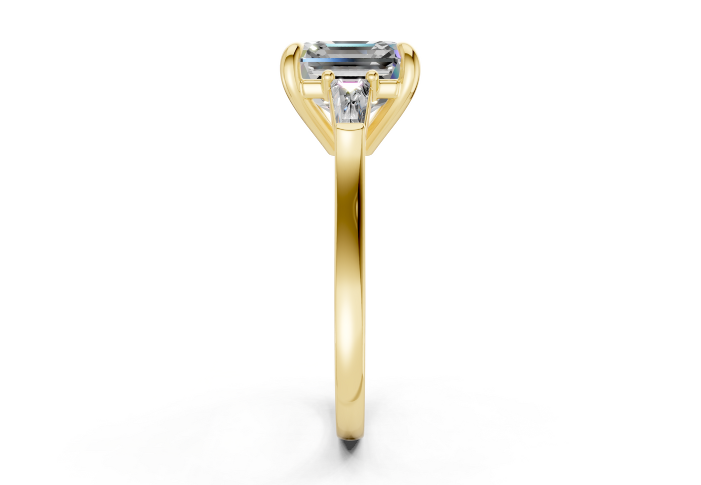 Isla Diamond Three Stone Asscher Cut 1.8mm Engagement Ring