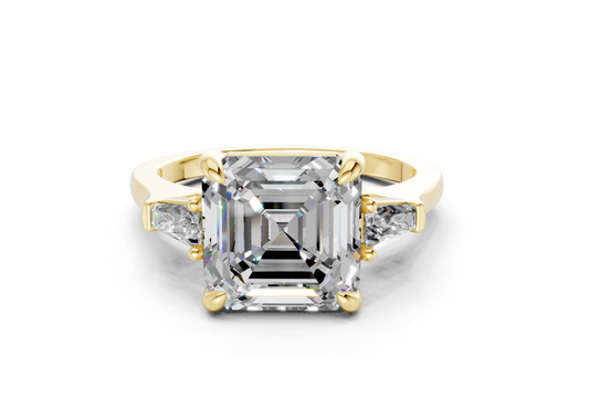 Isla Diamond Three Stone Asscher Cut 1.8mm Engagement Ring