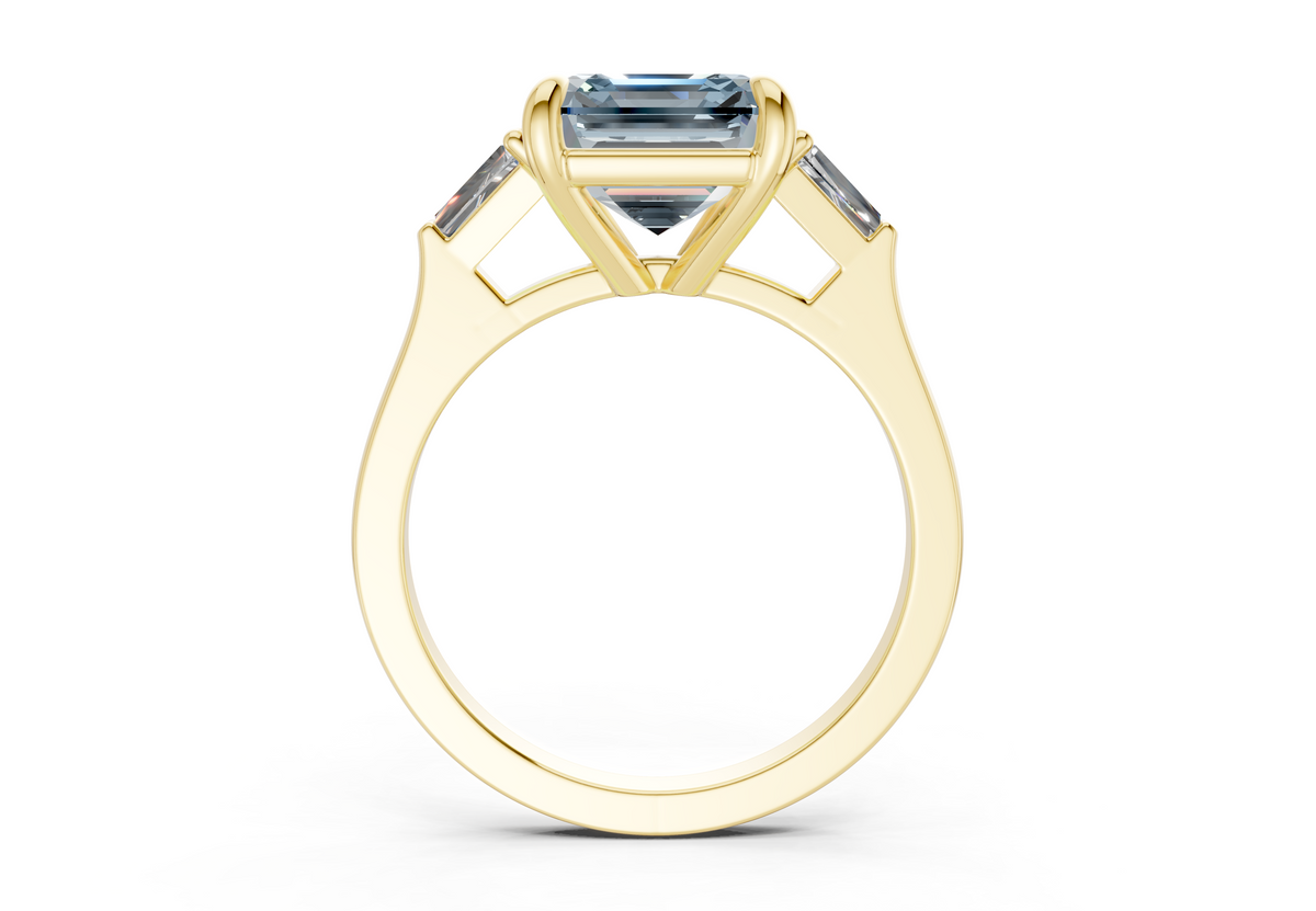 Isla Blue Diamond Three Stone Asscher Cut 1.8mm Engagement Ring