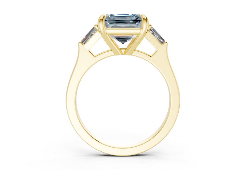 Isla Blue Diamond Three Stone Asscher Cut 1.8mm Engagement Ring