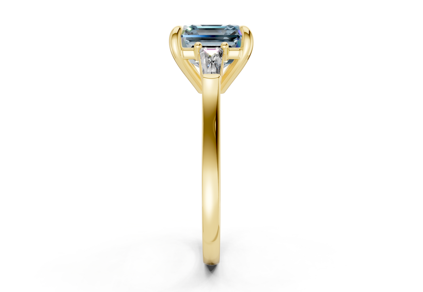 Isla Blue Diamond Three Stone Asscher Cut 1.8mm Engagement Ring