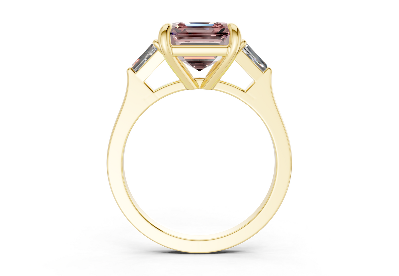 Isla Pink Diamond Three Stone Asscher Cut 1.8mm Engagement Ring