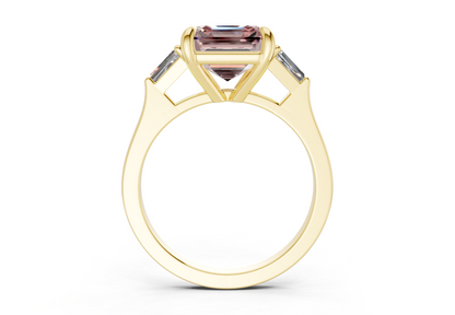 Isla Pink Diamond Three Stone Asscher Cut 1.8mm Engagement Ring