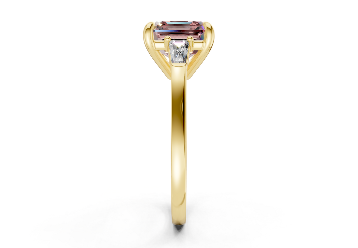 Isla Pink Diamond Three Stone Asscher Cut 1.8mm Engagement Ring