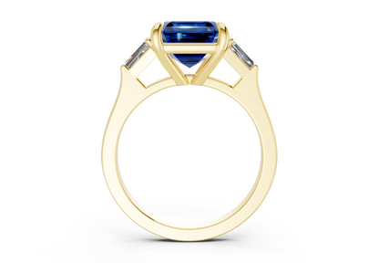 Isla Sapphire Gemstone Three Stone Asscher Cut 1.8mm Engagement Ring