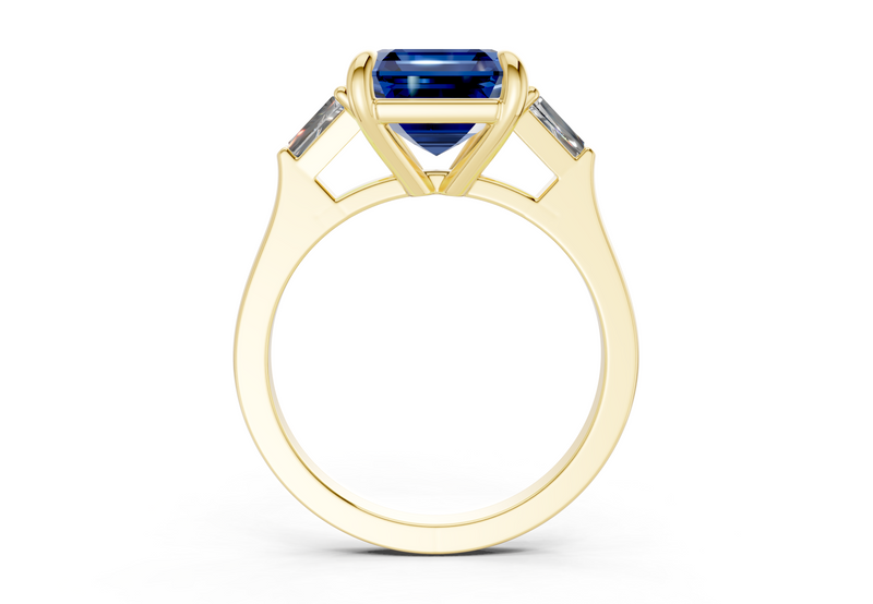 Isla Sapphire Gemstone Three Stone Asscher Cut 1.8mm Engagement Ring