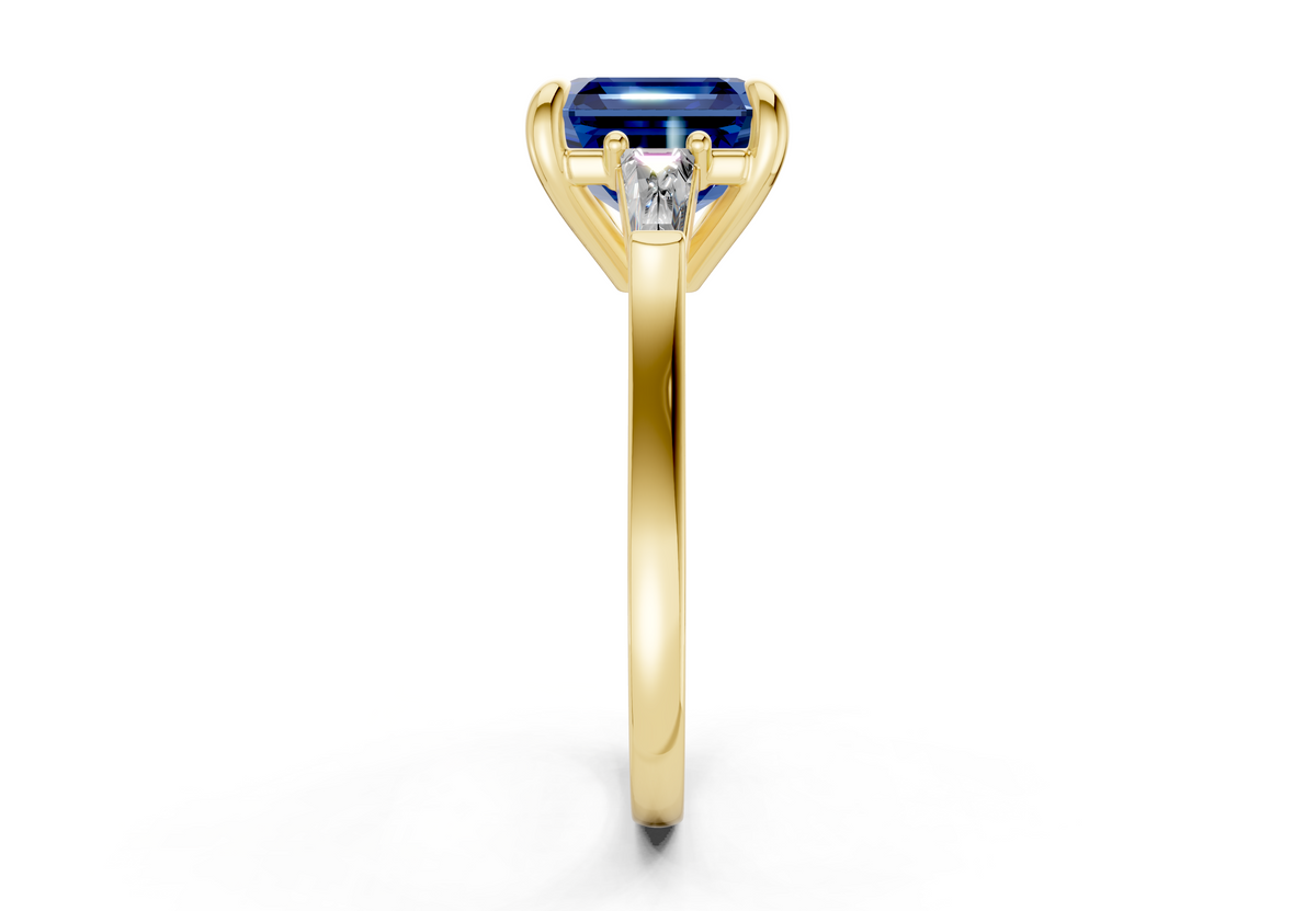 Isla Sapphire Gemstone Three Stone Asscher Cut 1.8mm Engagement Ring