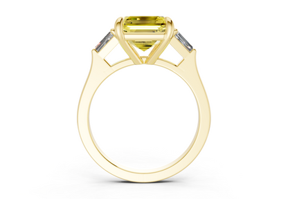 Isla Yellow Diamond Three Stone Asscher Cut 1.8mm Engagement Ring