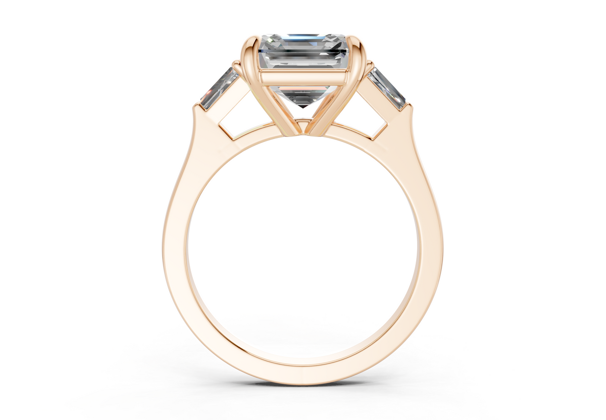 Isla Diamond Three Stone Asscher Cut 1.8mm Engagement Ring