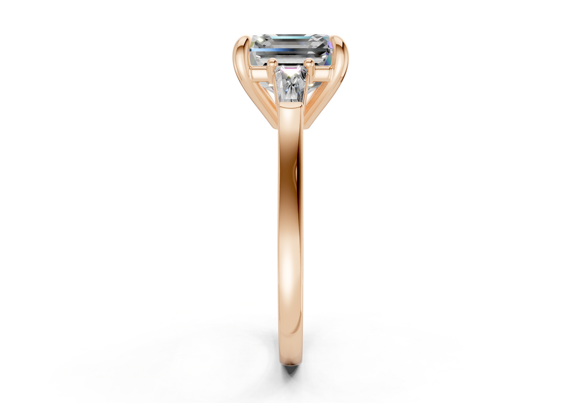 Isla Diamond Three Stone Asscher Cut 1.8mm Engagement Ring