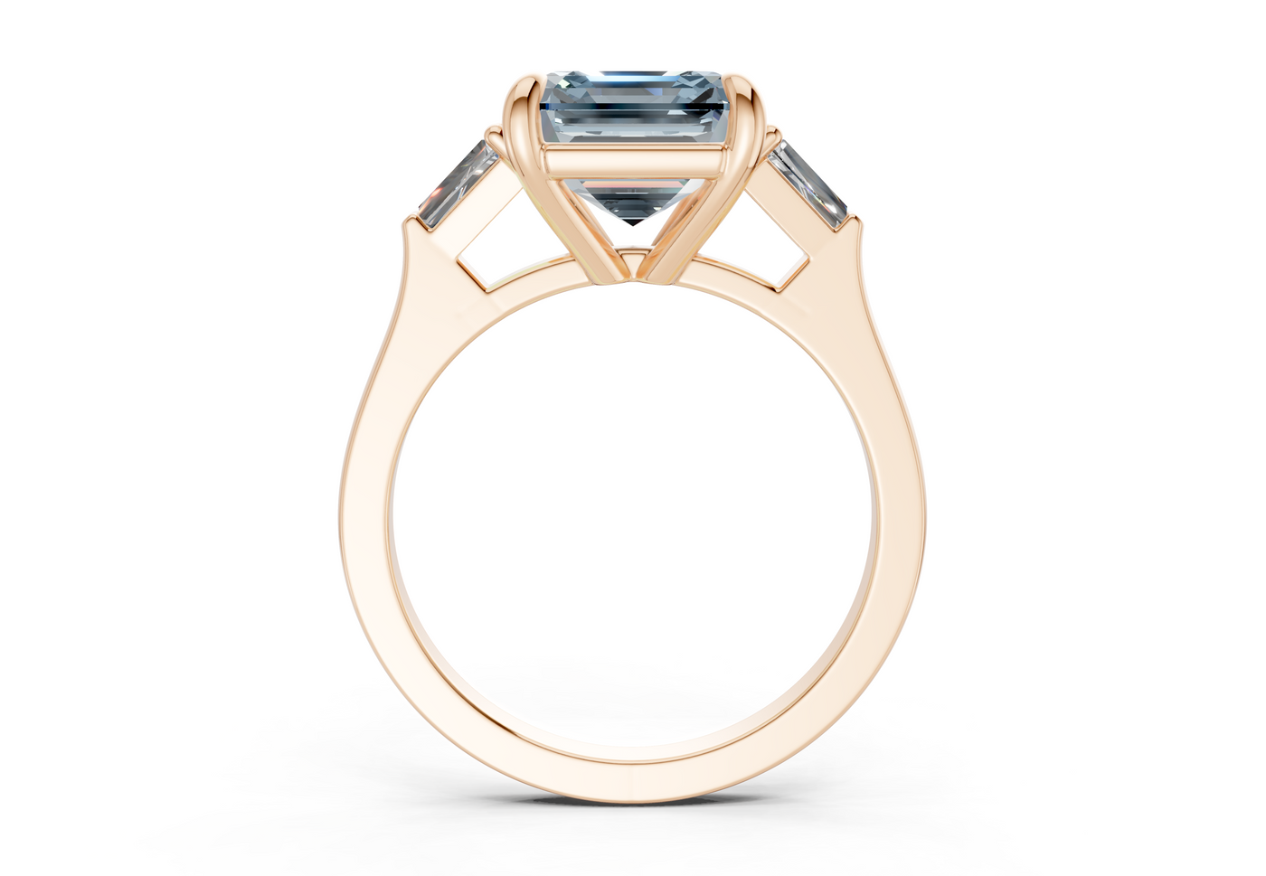 Isla Blue Diamond Three Stone Asscher Cut 1.8mm Engagement Ring