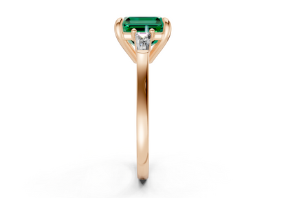 Isla Emerald Gemstone Three Stone Asscher Cut 1.8mm Engagement Ring