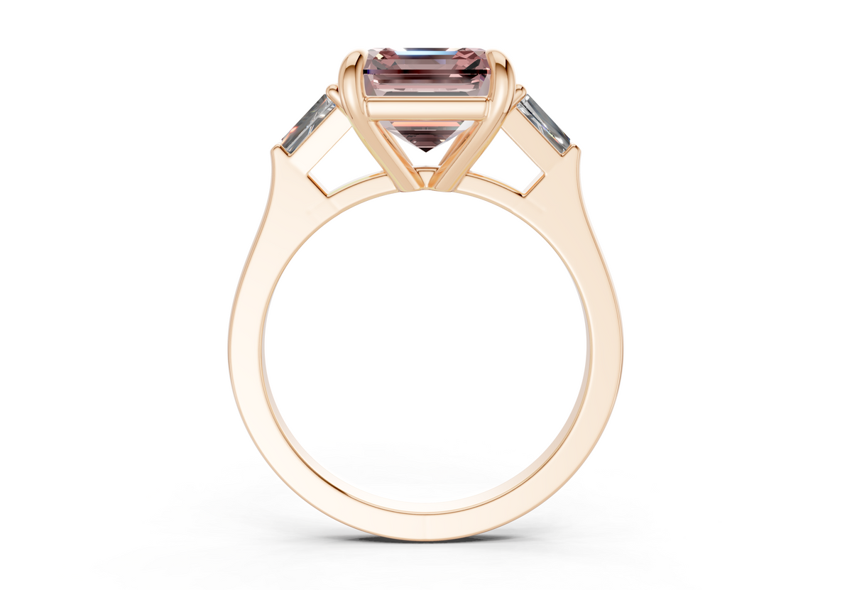 Isla Pink Diamond Three Stone Asscher Cut 1.8mm Engagement Ring